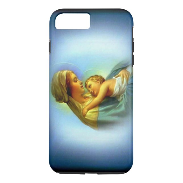 White Halo Blessed Virgin Mary with Child Jesus Case-Mate iPhone Case (Back)
