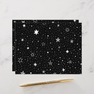 White Hand Drawn Stars On Black