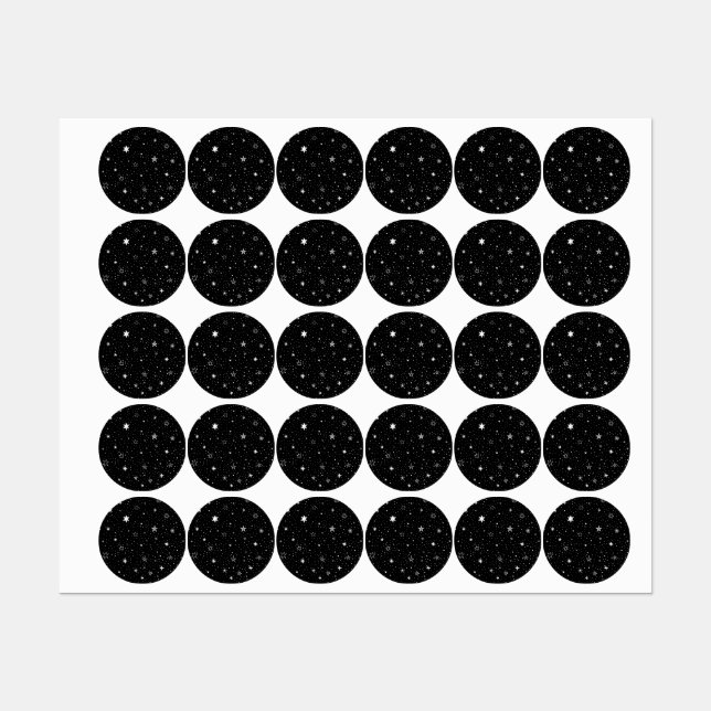 White Hand Drawn Stars On Black (Sheet)
