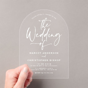 White Hand Lettered Calligraphy Wedding Acrylic Invitations