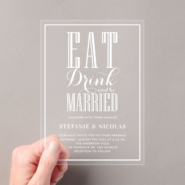 White Hand Lettered Calligraphy Wedding Acrylic Invitations (Insitu (Handheld))