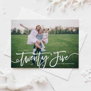White Hand Lettering Happy New Year Photo Holiday Card