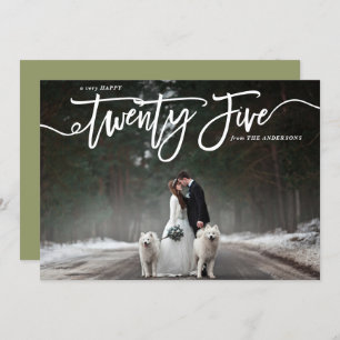 White Hand Lettering Photo Happy New Year Holiday Card