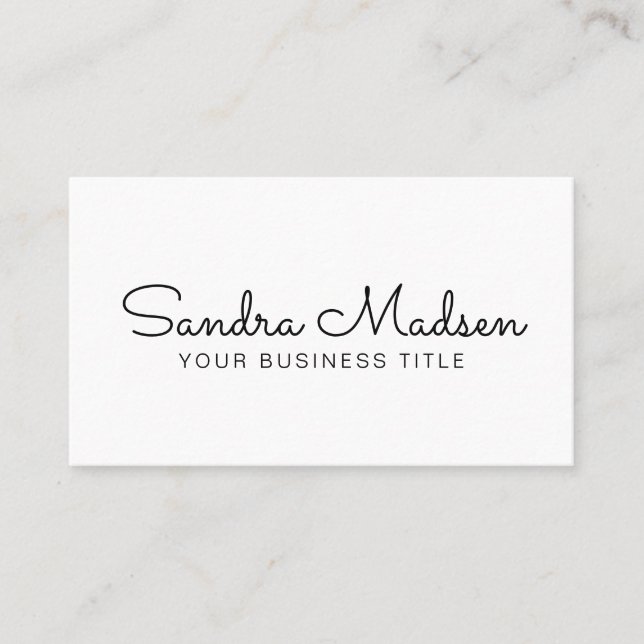 White Hand Written Script Business Consultant Business Card (Front)