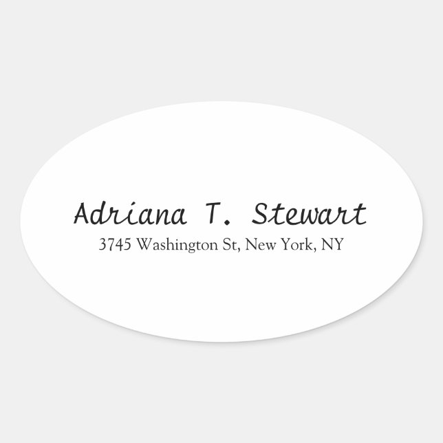 White Handwriting Professional Elegant Simple Oval Sticker (Front)