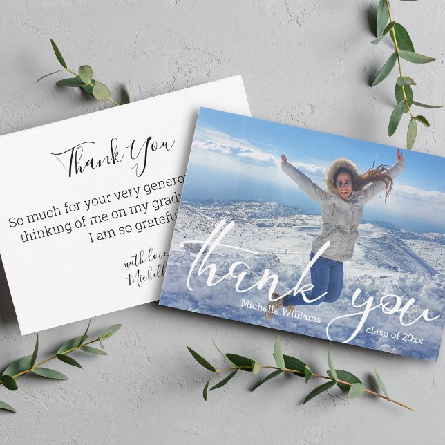 white handwriting  thank you graduation photo  card (Creator Uploaded)