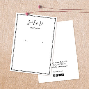 White Handwritten Signature Border Earring Display