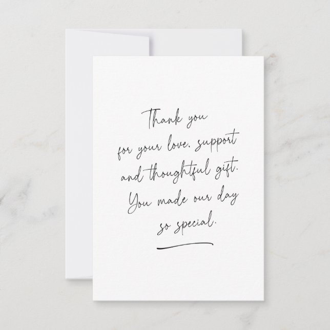 White Handwritten Thank You Message Photo Card (Front)