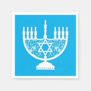 White Hanukkah menorah    Napkin
