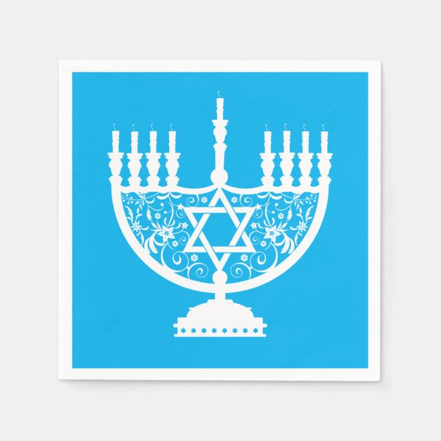 White Hanukkah menorah    Napkin (Front)