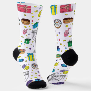 White Hanukkah Pattern Socks