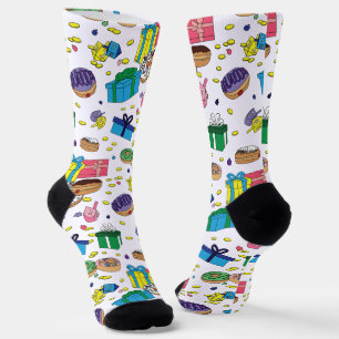 White Hanukkah Pattern Socks