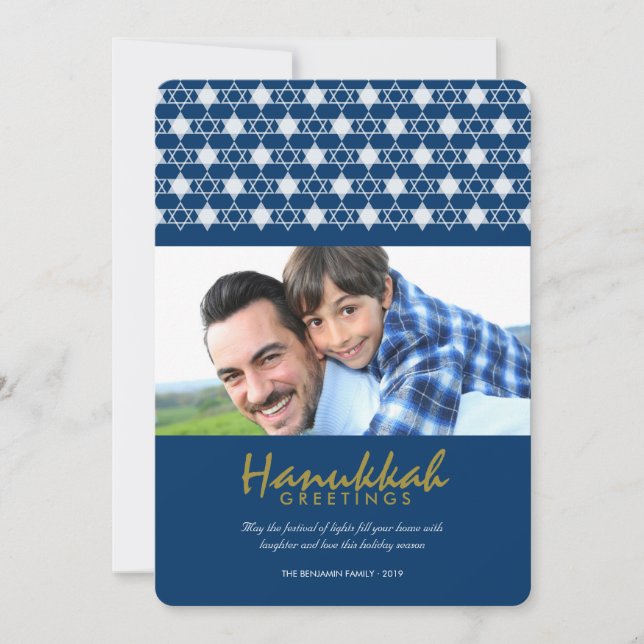 White Hanukkah Stars Of David Holiday Greetings (Front)