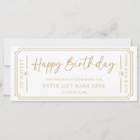 White Happy Birthday Gift Voucher Card