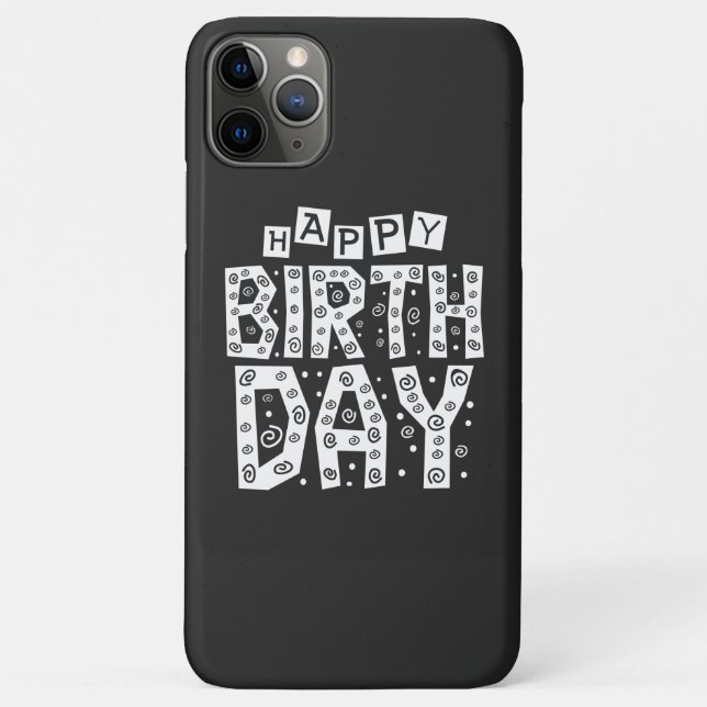 white happy birthday typography text Case-Mate iPhone case (Back)