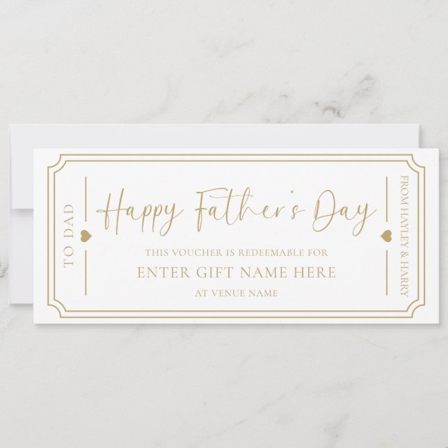 White Happy Father's Day Gift Voucher Card (Front)