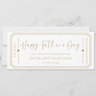White Happy Father's Day Gift Voucher Card