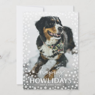 White Happy Howlidays Pet Lover Holiday Photo Card