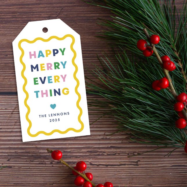 White Happy Merry Wavy Christmas Gift Tag (Creator Uploaded)