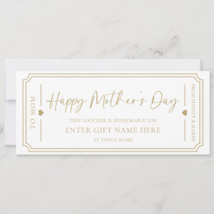 White Happy Mother's Day Gift Voucher Card