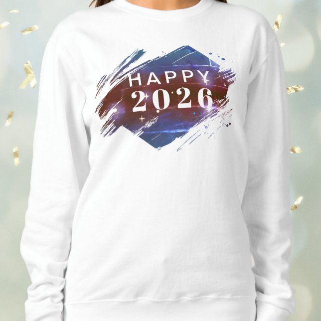White Happy New Year Holiday Sweatshirt (White Happy New Year Holiday Sweatshirt (front))