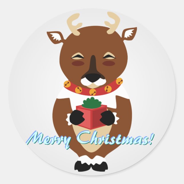 White Happy Reindeer Stickers (Front)