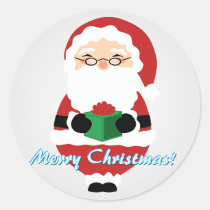 White Happy Santa Stickers