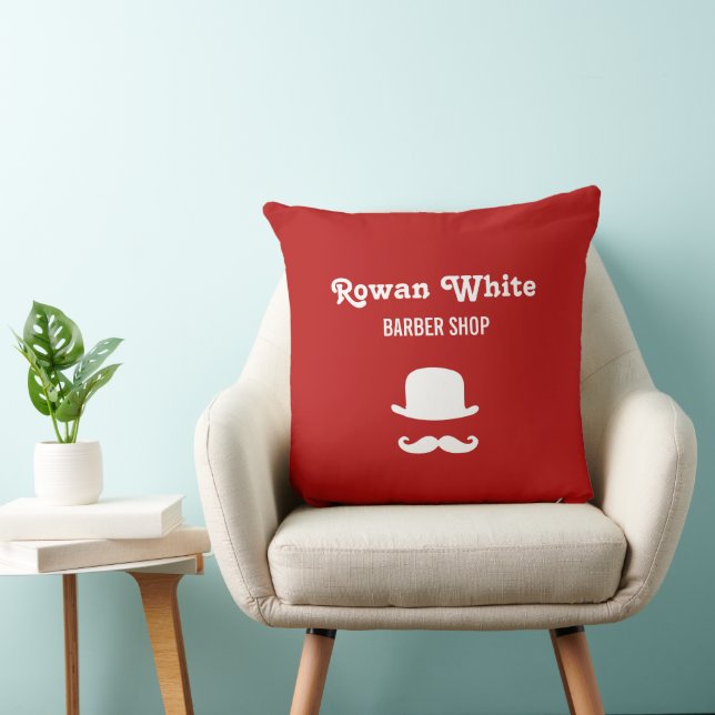 White hat and moustache silhouette red cushion (Chair)