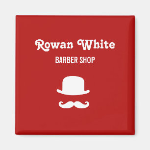 White hat and moustache silhouette red magnet