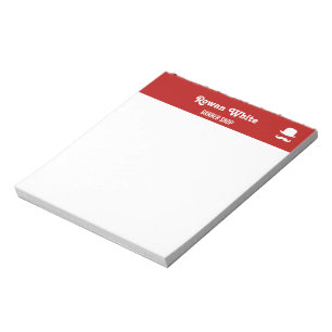 White hat and moustache silhouette red notepad
