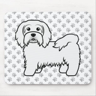 White Havanese Cute Cartoon Dog Illustration Mouse Mat