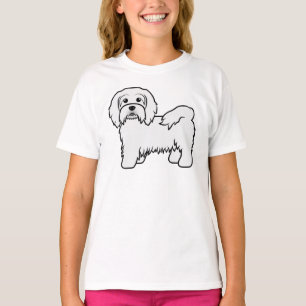 White Havanese Cute Cartoon Dog Illustration T-Shirt