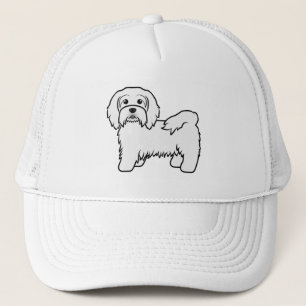 White Havanese Cute Cartoon Dog Illustration Trucker Hat