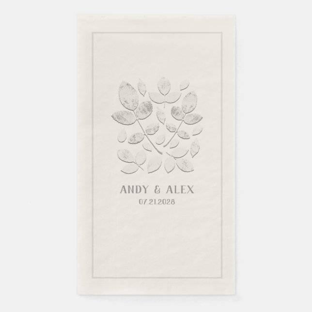 White Haven Wedding Ecru Dinner Paper Napkins (Front)