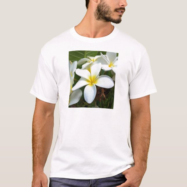 White Hawaii Plumeria Flower T-Shirt (Front)