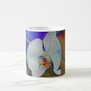 White Hawaiian orchid watercolor painting Coffee Mug