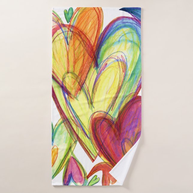 White Healing Hearts Art Towel (Bath Towel)