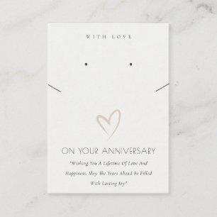 WHITE HEART ANNIVERSARY GIFT NECKLACE EARRING PLACE CARD