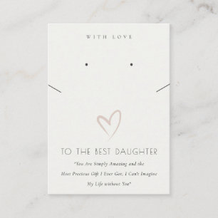 WHITE HEART BEST DAUGHTER GIFT NECKLACE EARRING PLACE CARD