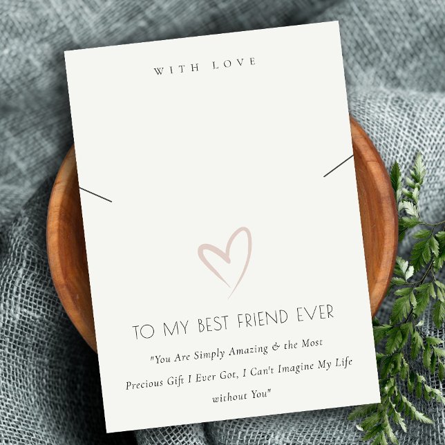 WHITE HEART BEST FRIEND GIFT NECKLACE DISPLAY PLACE CARD (Creator Uploaded)