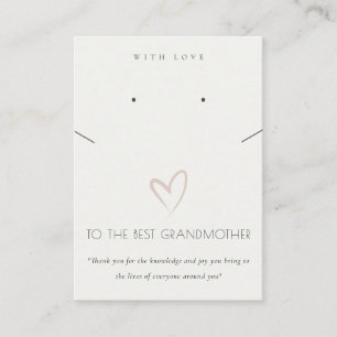 WHITE HEART BEST GRANDMOTHER GIFT NECKLACE EARRING PLACE CARD