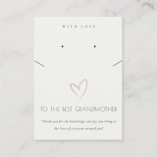 WHITE HEART BEST GRANDMOTHER GIFT NECKLACE EARRING PLACE CARD