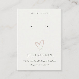 WHITE HEART BRIDE TO BE GIFT EARRING DISPLAY PLACE CARD