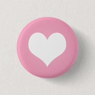 White heart flair 3 cm round badge