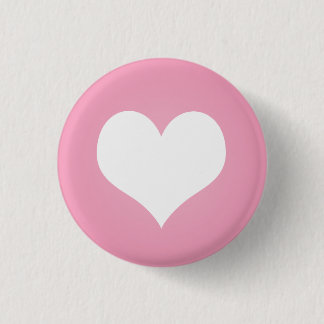 White heart flair 3 cm round badge