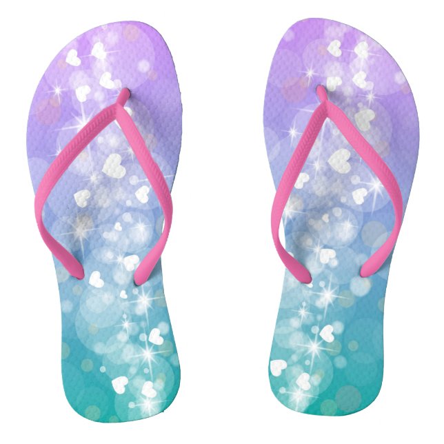 White Heart Flip Flops (Footbed)