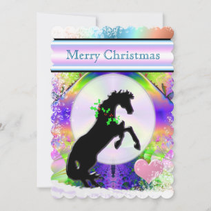 White Heart Horses V Holiday (fractal 87) Card