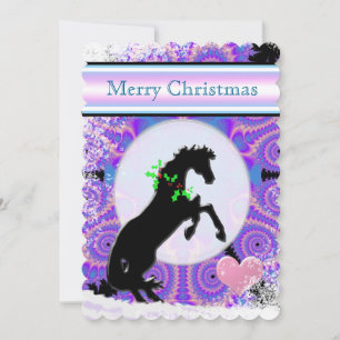 White Heart Horses V Holiday (undersea background) Card
