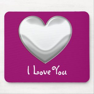 White Heart - I Love You Mousepad