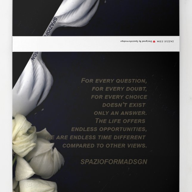 "White heart in black from moon" & Doubt Time Tri-Fold Holiday Card (Back)